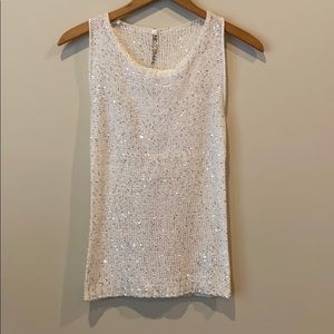 NWT Absolutely white tank top w/ silver sequins